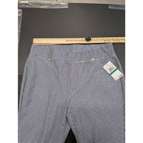 Michael Kors Basic True Navy Stretch Pants Checkered Skinny Women's Large - Picture 9 of 10